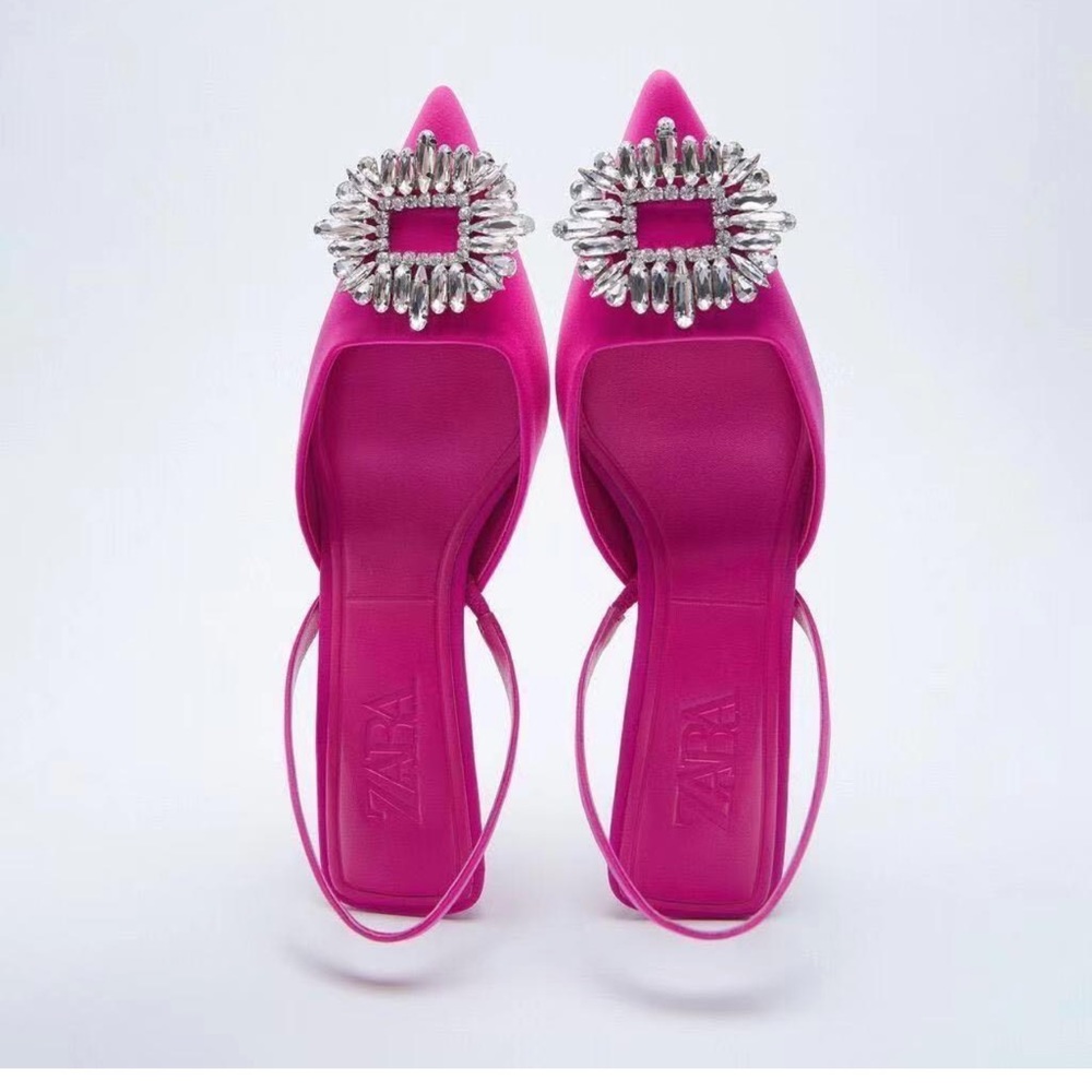 NWT Zara sling backs crystal embellished